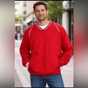 Champion Men's Scout II V- Neck Pullover Windbreaker Jacket Red Size XL